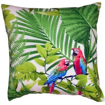 Olibo '400310 / TG3 Cojín Convex, Diseño Loros tropicales, 52 x 52 cm, Fondo beige