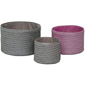 Juego de Cestas DKD Home Decor Gris Rosa Polipropileno 27 x 27 x 17 cm