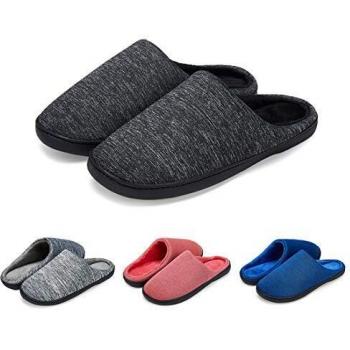 LK LEKUNI Zapatillas de Casa Mujer y Hombre de Estar Zapatos Antideslizantes Ultraligero Cómodo y Calentitas Antideslizante Pantuflas-Negro-46