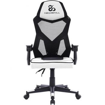 Newskill Eros Silla Gaming Ergonómica de Malla en Color Blanco con Asiento Acolchado y Detalles en Negro/Gris