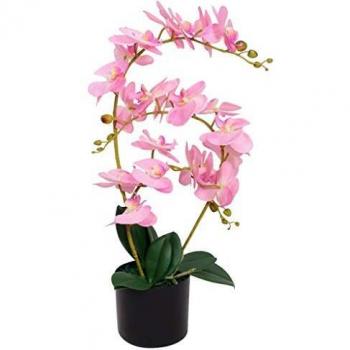 vidaXL Planta Artificial Orquídea con Macetero Altura Total 65 cm Color Rosa