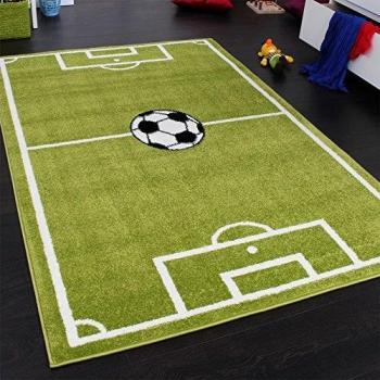 Alfombra Infantil - Diseño Campo De Fútbol - Verde, Grösse:80x150 cm