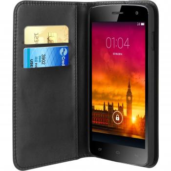 Kazam Wallet - Funda folio con función soporte, tarjetero y protector de pantalla para Trooper 450, color negro