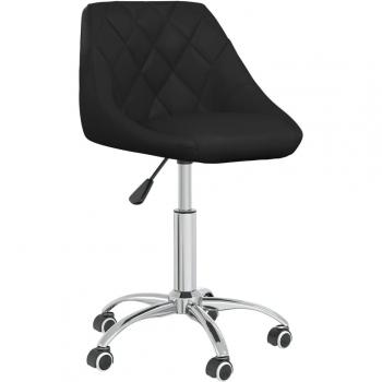 Silla de comedor giratoria de cuero sintético negro