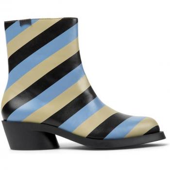 CAMPER Bonnie Ankle Boots - Beige/Blue/Black, Size 38/7.5, Smooth Leather