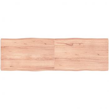 Mesa de comedor de roble sin tratar 160 x 50 x (2-6) cm, color marrón claro, con borde natural
