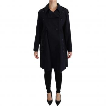 Dolce & Gabbana Blue Cotton Women Trench Jacket - IT36 | XS, Size: 3XS Stylish Cotton Trench Coat