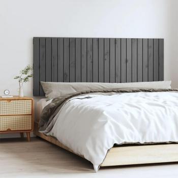 Cabecero de cama de pared gris 147x3x60 cm madera maciza de pino