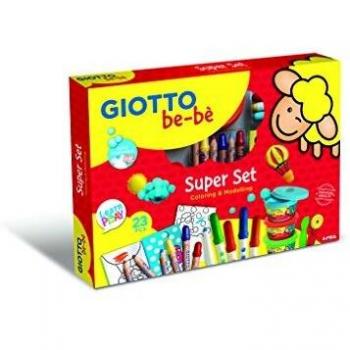 Kit Creativo Giotto Be-Bè Maxi: 6 Lápices, Sacapuntas, 8 Rotuladores, Pasta para Modelar con Accesorios y Libro de Colorear