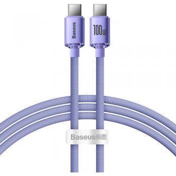 Cable USB-C a USB-C Baseus Crystal Shine 100W 2m Púrpura con Carga Rápida y Transferencia de Datos