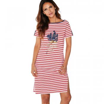 Camisón Escote Barco con Vivo a Contraste by Vencastyle,Rayas Rojo/Blanco,M