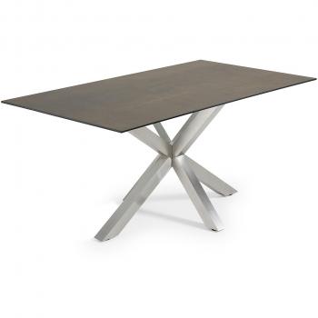 Kave Home Mesa New Argo 180x100, Inox Mate porcelánico Iron Moss