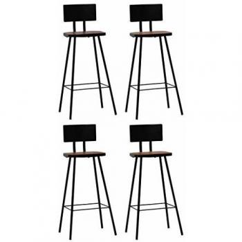 vidaXL 4X Sillas de Bar Madera Reciclada Marrón Asiento Banco Taburete Mueble