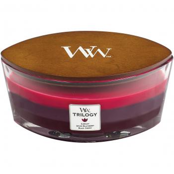 Woodwick Ellipse Scented Trilogy Candle with Hearthwick Flame, Sun Ripened Berries