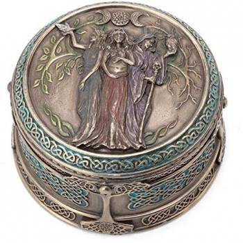Caja y Joyero Diosa Triple Celta Bronce Gris 10x10x6cm Signes Grimalt