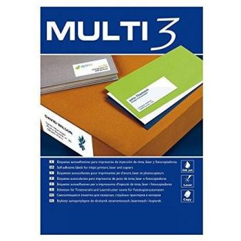 Multi-3 - Etiquetas adhesivas multi3 para inkjet laser y fotocopiadoras cantos rectos 100 hojas 48,5 x 25,4mm