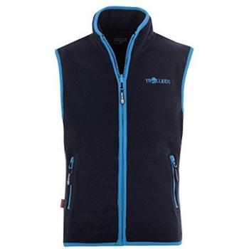 Trollkids Chaleco para Niños de Polar Arendal, Color Azul Marino/Azul Claro Talla 14 años