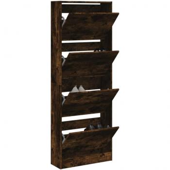 Zapatero de madera multicapa ahumado 60x21x163,5 cm