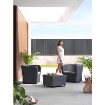 Juego de Terraza Nova Tete a Tete 2 Plazas - Mobiliario Exterior con Mesa Auxiliar y Cojines (Grafito)