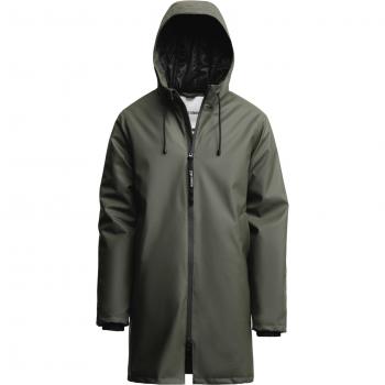 Stutterheim Stockholm Insulated Green Winter Raincoat for Men, Size S