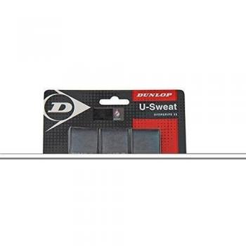 Dunlop U-Sweat - Overgrip raqueta de tenis, paquete de 2, color negro, talla única