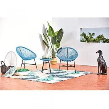 Juego de 2 sillones huevo + mesa de centro azul Acapulco