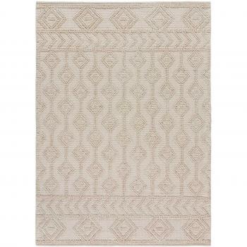Alfombra Étnica de Algodón Reciclado Crema con Relieve - Pamuk 160x230 cm