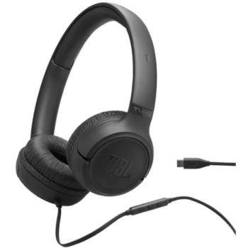 Auriculares JBL Tune 530C con cable USB-C, diseño plegable, color negro