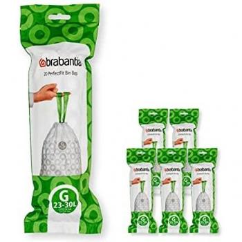 Bolsa de Basura PerfectFit Brabantia Código G - 23-30 Litros, Paquete de 120 Unidades