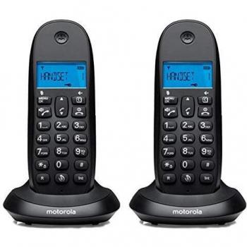 MOTOROLA Telefono fijo inalambrico digital DECT C1002LBEF+ Pack Duo - Color Negro - 2 unidades