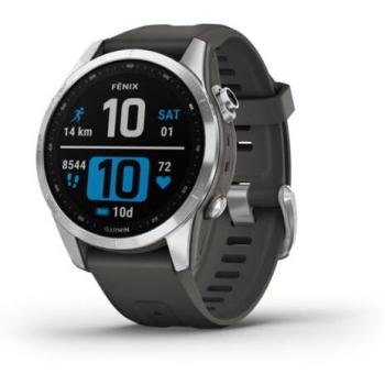 Garmin Fenix 7S Multisport GPS Smartwatch - Silver Case with Graphite Band