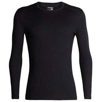 Icebreaker 200 Oasis Merino Long Sleeve Crew Top for Men - Black, Size M