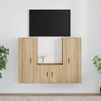 Juego de muebles para puerta de TV 3 piezas Sonoma Wood Oak Multilayer