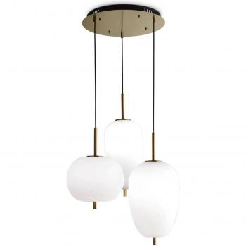 Lámpara colgante Ideal Lux Umile LED 3 luces latón/blanco