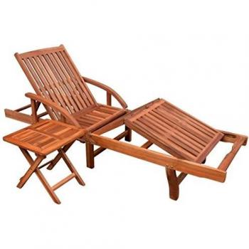 vidaXL Sun Lounger with Table Solid Acacia Wood