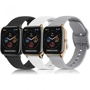 SHENL 3 Pack Correa Compatible con Amazfit GTS, 20mm Pulsera de Repuesto de Silicona Ajustable para Amazfit GTS 2/2 Mini/2e / Amazfit GTR 42mm / Amazfit Bip/Amazfit Bip Lite