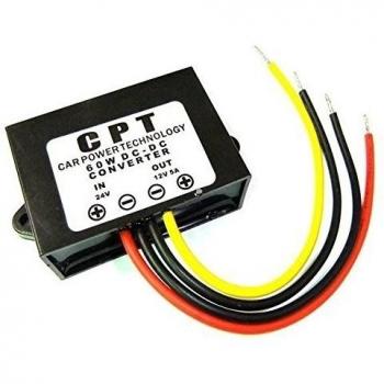 YATEK Reductor/Convertidor 60W y 5A DC-DC de 24V a 12V CPT60W24to12V