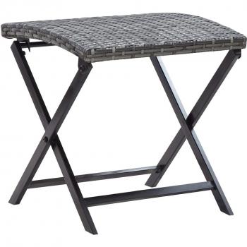 vidaXL Folding Stool Poly Rattan Grey