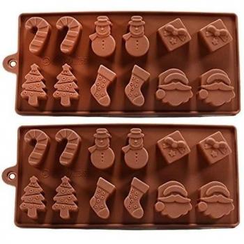 2 pcs 12-agujero Invierno Navidad diseños para galletas molde de silicona chocolate hielo vela Form