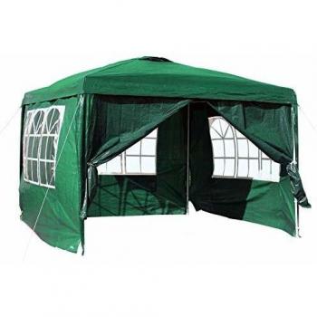 Carpa de Jardín 3x3 m Verde con Laterales Desmontables y Ventanas para Exterior
