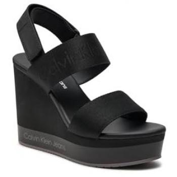 Sandalias de cuña Calvin Klein Jeans Wedge Sandal Webbing Negro 41 para mujer - Moda Verano