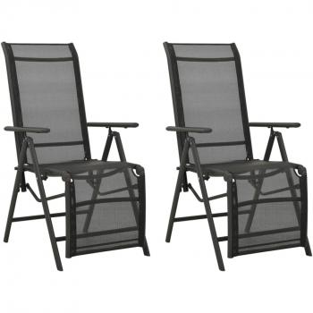 vidaXL Reclining Garden Chairs 2pcs Textilene and Aluminium Black