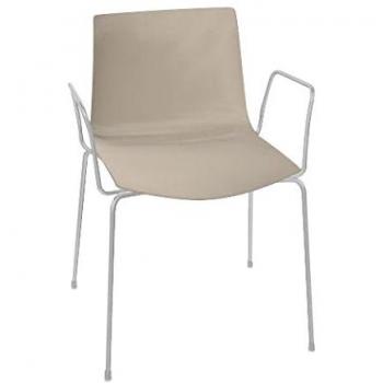 arper Catifa 46 - Sillón Unicolor Soporte Cromado Gris Paloma/Carcasa Brillante/Dentro Mate/Soporte Cromado
