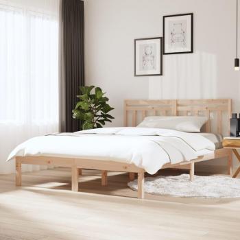 Estructura de cama doble de madera maciza 135x190 cm