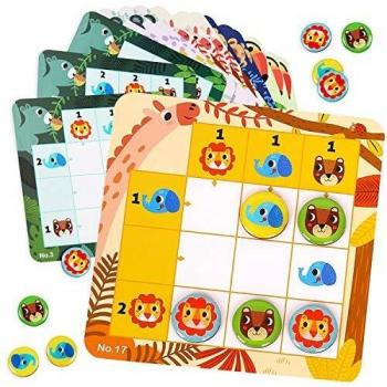 Nene Toys - Sudoku Infantil con 30 Coloridos Patrones - Puzzle Magnético de Viaje para Niños a Partir de 3 años con Colores y Animales - Rompecabezas Infantil Que Desarrolla Capacidades Cognitivas