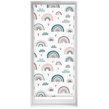 Estor Enrollable Estampado EasyFix Arcoiris Azul 60x150 cm - Sin Herramientas y Práctico