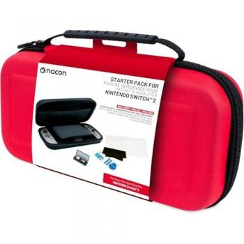 Pack Esencial Nacon Rojo para Nintendo Switch 2 (Funda Rígida + Protector de Pantalla + Caja de Almacenamiento)