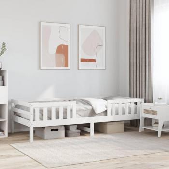 Cama sin colchón blanca de madera maciza de pino 90x200 cm