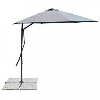 Sombrilla de Jardín 2,5x2,5 m con Mástil Lateral y Recubrimiento Antiviento - Color Gris para Exterior (Restaurantes, Heladerías, Bares, Hoteles)