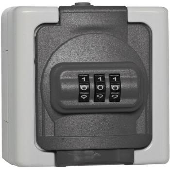 Base fija 2P+T tipo F superficie gris 16A 250V con cerradura de combinación
